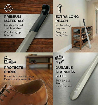 FALKON Shoe Horn Long Handle- Metal Shoe Horn Sets for Men, Women and Children, TSA Friendly