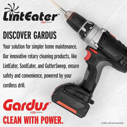 Dryer Vent Duct Cleaning Kit - Gardus RLE202 LintEater Rotary Dryer Vent Cleaner Kit, Removes Lint, Dryer Vent Cleaning System Extends Up to 12’ with 4 Flexible 3' Rods, Air Duct Cleaning Tools