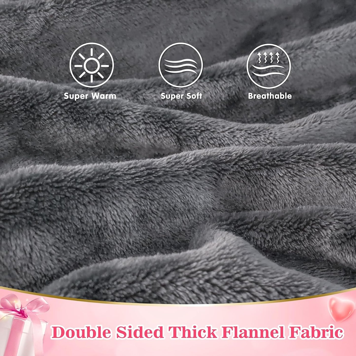 Wearable Blanket Sweatshirt Gifts for Women and Men, Warm and Cozy Giant Blanket Hoodie, Thick Flannel Blanket with Sleeves and Giant Pocket - Dark Gray