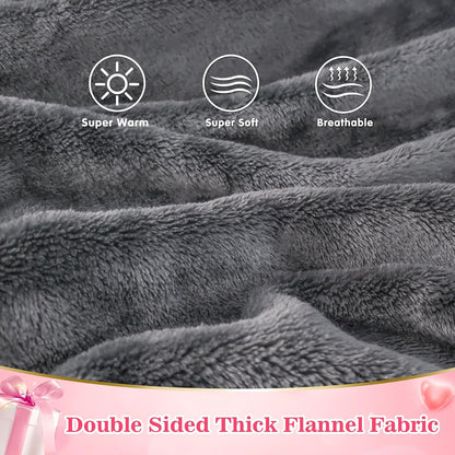Wearable Blanket Sweatshirt Gifts for Women and Men, Warm and Cozy Giant Blanket Hoodie, Thick Flannel Blanket with Sleeves and Giant Pocket - Dark Gray