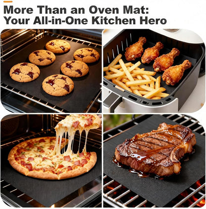 4 Pack Oven Liners for Bottom of Toaster Oven, Reusable Non-Stick | 11.6" x 11.6" Trim-to-Fit Air Fryer Toaster Oven Liner, Compatible with Ninja, Breville, Cosori, Cuisinart & Most Ovens