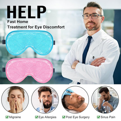 BeeVines Gel Eye Mask, XL Size Cooling Ice Masks for Puffy Eyes (2 Pack)