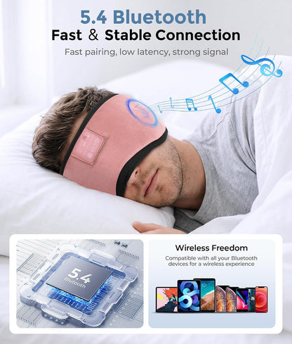 LOVE EYE Sleep Headphones Bluetooth 5.4 Sleeping Eye Mask Wireless Music Earphones with Built-in HD Speakers for Side Sleepers Cotton Sleeping Headphones for Women Men Gifts (Lavender Purple)