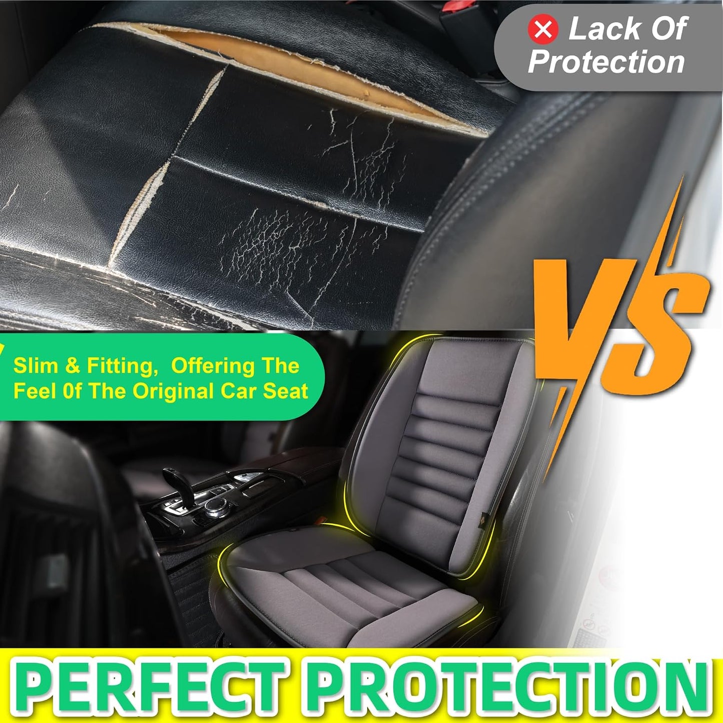 kingphenix Car Seat Cushion with Back Support Pillow, Memory Foam, Black | Memory Foam Car Cushion for Long Driving, Truck, Office Chair, Tailbone and Lower Back Support