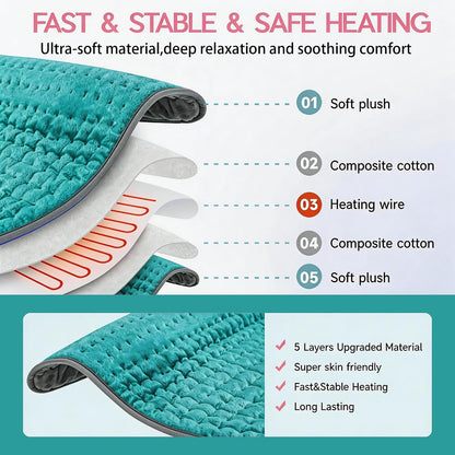 Heating Pad for Period Cramps, Heating Pad for Back/Neck/Shoulder Muscle Pain, 6 Heating&4 Timer Setting, Auto Shut Off, Dry/Moist Heat & Machine Washable, Gray Birthday Christmas Gifts for Women Mom