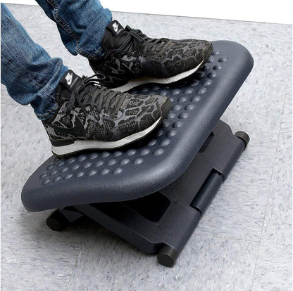 Mind Reader Foot Rest, Under Desk at Work, Ergonomic, Height Adjustable, Office, Plastic, 17"L x 13"W x 6.25"H, Black
