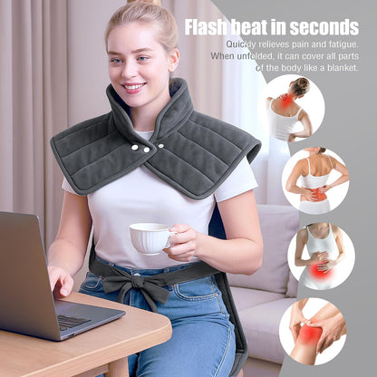 Heating Pad for Neck and Shoulders and Back,Exquisite Gifts for Mom Dad Wife Brother and Sister,Heating Pad for Back Pain Relief, Overheating Protection, Machine Washable
