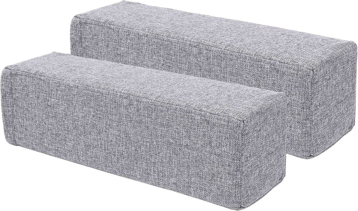 2 Pack Couch Arm Rest Pillow, 6''x6''x20'' Faux Leather Waterproof Cover, High Density Foam Armrest Cushion, Removable & Washable Elbow Support for Sofa, Bed, and Armchair (Medium Grey)