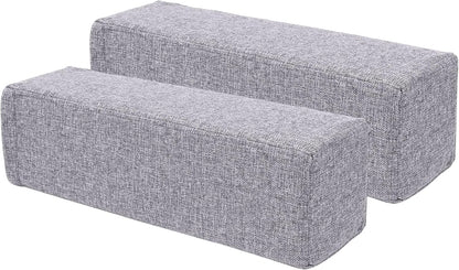 2 Pack Couch Arm Rest Pillow, 6''x6''x20'' Faux Leather Waterproof Cover, High Density Foam Armrest Cushion, Removable & Washable Elbow Support for Sofa, Bed, and Armchair (Medium Grey)