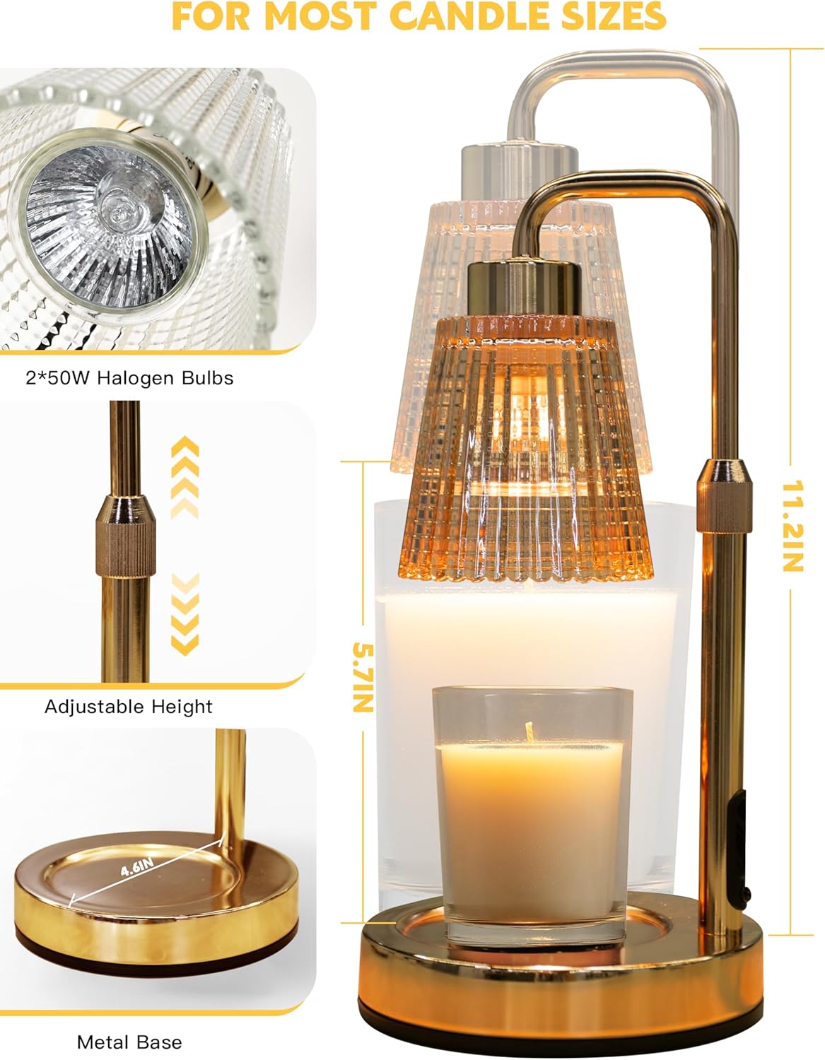 GODONLIF Candle Warmer Lamp with Timer, Birthday Gifts for Women Home Decor | 24h Cycle Timer Dimmable Wax Melt Warmer with 2 Bulbs, Fall Decor for Home Living Room Halloween Decorations Gifts for Mom