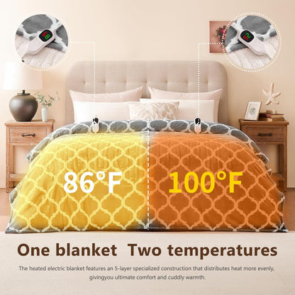 Homemate Heated Blanket Electric Throw - 50“x60“ Heating Blanket with 10 Fast Heat Levels 8 Hours Auto Off Soft Cozy Flannel Over-Heated Protection ETL Certification Keep Warming in Home | Throw with 10 Fast Heat Levels 8 Hours Auto Off Over-Heated