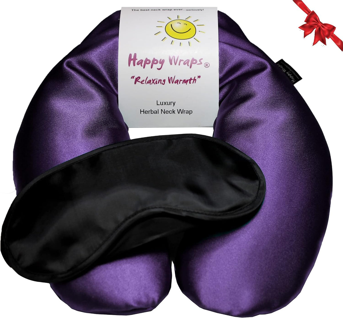 Microwavable Herbal Neck Wrap - Hot Cold Aromatherapy Neck Warming Pillow - Heating Pad for Migraines, Stress, Gifts for Women, Birthdays, Christmas and Free Sleep Mask - Purple Cotton