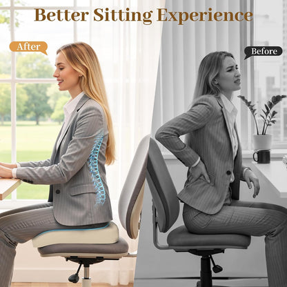 TranquilRelax Memory Foam Seat Cushion for Office Chair, 3-Inch, Black | Medium-firm Support for Long Sitting, Washable Mesh Cover, Non-slip Base, Perfect for Car Seats & Short Drivers