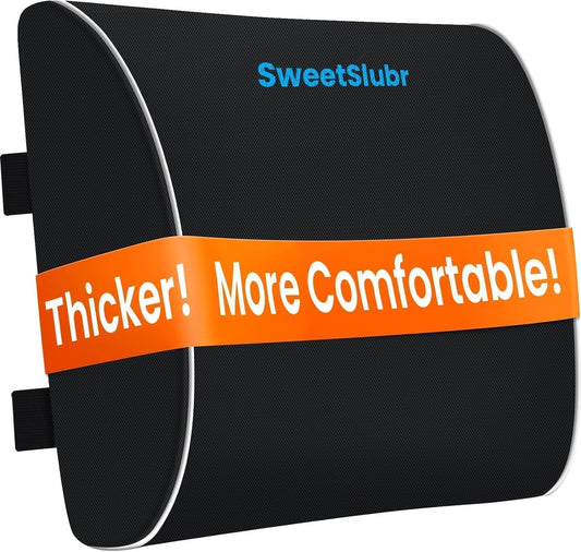SweetSlubr Lumbar Support Pillow for Office Chair,Back Support(Black,Large)