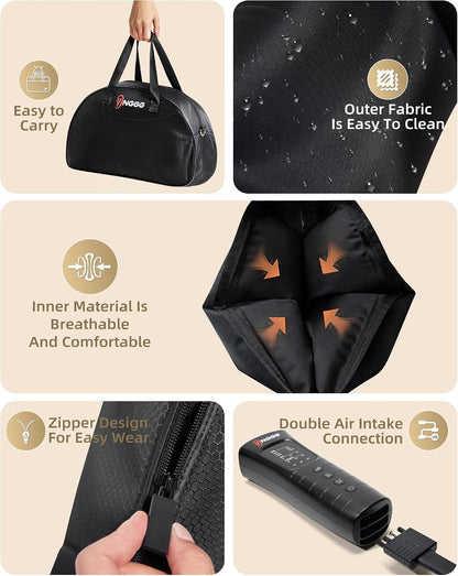 YINGGG Leg Compression Massager with Heat, Foot & Calf Massager Boots for Circulation, Professional Sequential Compression Boots with 6 Modes, 6 Intensities, 3 Heat-M03