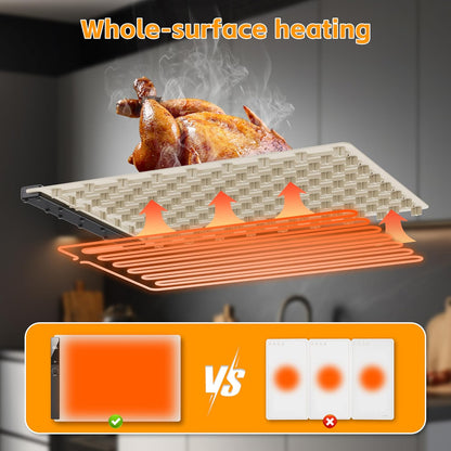 Electric Food Warming Mat 24"x16", Warming Tray with 6 Level Adjustable Temperature, Heating Fastly in 10s, Timed Function & Kids Lock, Portable Roll-Up Mat for Family Gatherings, Buffets and Parties