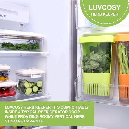 LUVCOSY 3 Pack Herb Keeper, BPA-Free Plastic Herb Saver with an Inner Basket for Cilantro, Mint, Parsley, and Asparagus, Keeps Fresh Herbs for 3 Times Longer