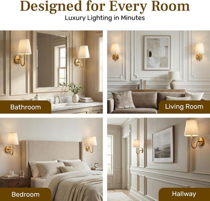 Bell+Howell 2 Pk Rechargeable Wall Sconces Set of Two - Gold