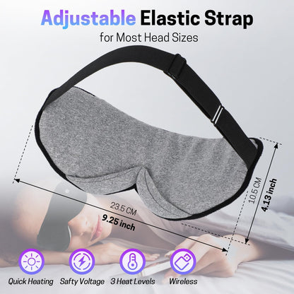 Aurya Heated Eye Mask for Dry Eyes, Cordless Warm Eye Mask with 3 Heat Levels & 4 Timer Settings for Blepharitis, Styes, Eye Relief, Rechargeable Wireless Heated Sleep Mask for Men Women, 9.25×4.13 IN