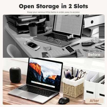 Glasses Holder, Paper Rope Plush Lined Eyeglass Holder Stand 2 slots Eyeglasses Storage Organizer for Nightstand Desk