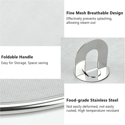 3 PCS Splatter Screen for Cooking, 25/29/ 33 cm Stainless Steel Grease Splatter Guard, Ultra Fine Mesh