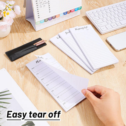 Thboxes 4 Pack Magnetic Note Pad for Fridge with Pen Holder, Totally 200 Sheets Grocery List Magnet Pad for Refrigerator Magnetic Shopping List Pad（Fruit Design） | Full-Back Magnet, 80Gsm FSC-certified Paper, School Office Home Supplies Grocery List