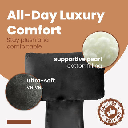 Adjustable Headrest Pillow for Recliners & Armchairs – Soft Velvet Neck Support Cushion with Non-Slip Back & Pocket – Pain Relief for Home, Office
