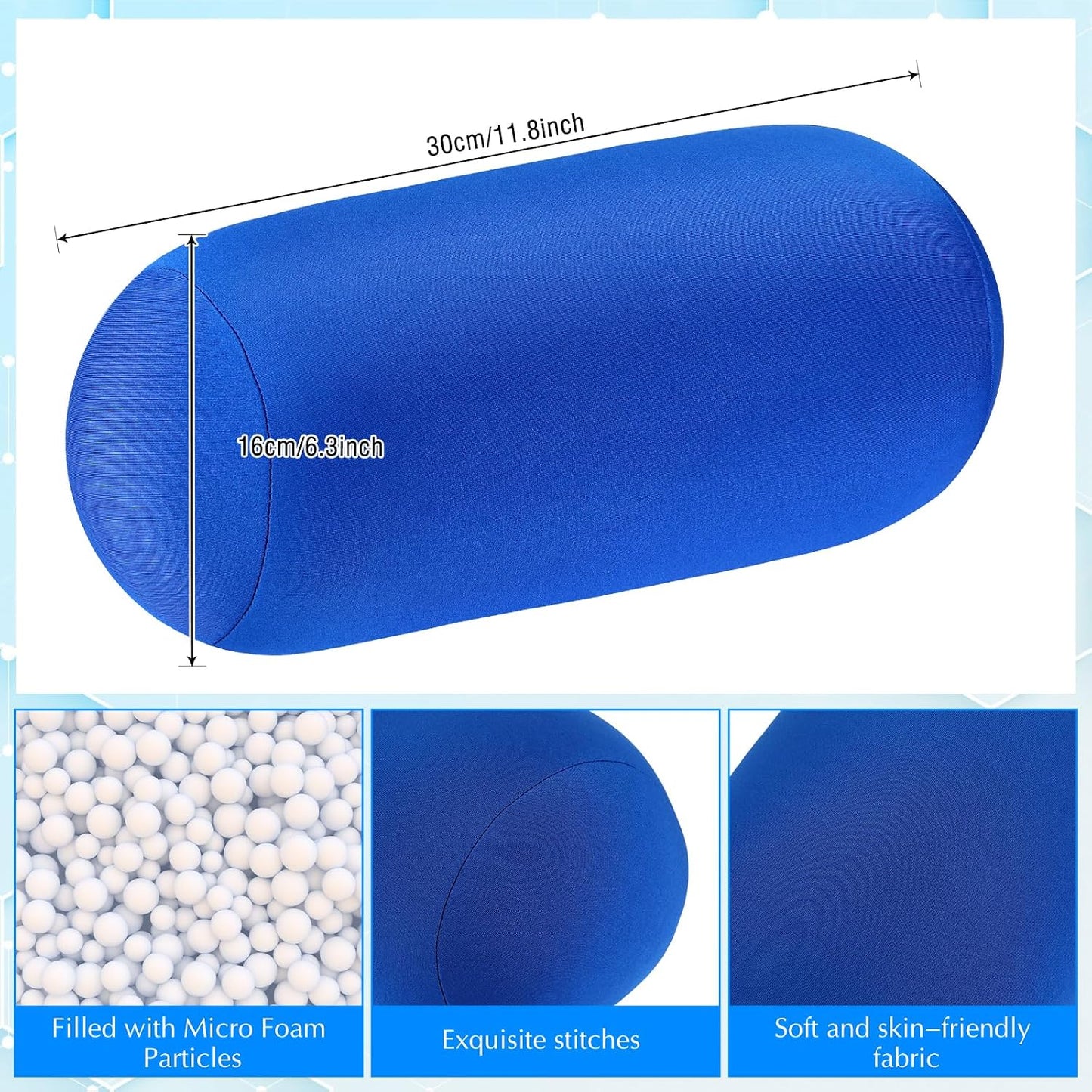 Geelin 2 Pcs Microbead Roll Pillow 11.8 x 6.3 Inch Soft Pillow Bolster Cylindrical Pillow Microbead Pillows for Sleeping Home Travel Neck Head Back Support Rest (Violet, Black)
