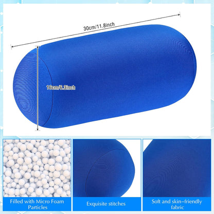 Geelin 2 Pcs Microbead Roll Pillow 11.8 x 6.3 Inch Soft Pillow Bolster Cylindrical Pillow Microbead Pillows for Sleeping Home Travel Neck Head Back Support Rest (Violet, Black)