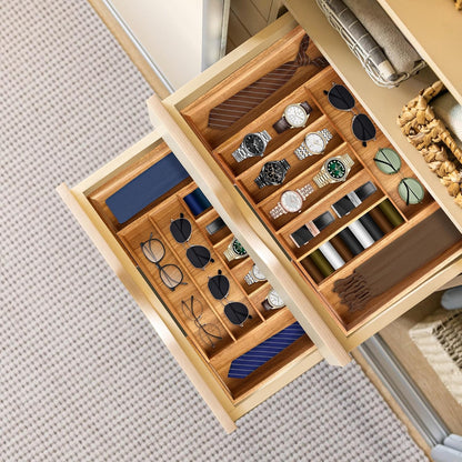 Expandable Bamboo Kitchen Drawer Organizer for Cutlery and Utensils, Adjustable Bamboo Wood Cutlery Tray in Drawer for Flatware and Silverware in Kitchen, (Natural)