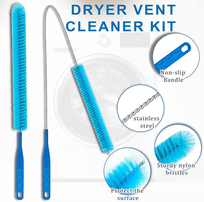 Dryer Vent Cleaner Kit,5 Piece Universal Vent Cleaner with Vacuum Attachment,Dryer Lint Brush, and Hose for Clothes Dryer-Lint Trap Cleaning Tool for Combo Washer Dryer Cleaning Kit