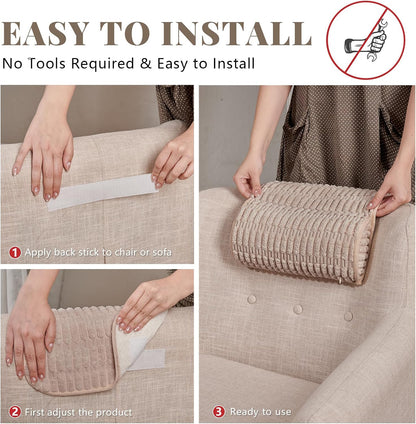 Headrest and Support Pillow,Recliner Pillow for Neck, Head, or Foot for Office or Massage Chairs, Neck Pain Relief and Cervical Support. Nonslip, Zipped Cover.(Cream, 5.5" Wx13 Lx3 H)