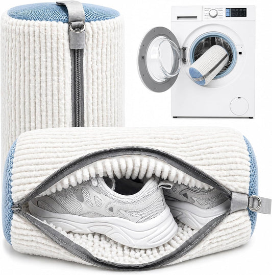 Shoe Washing Machine Bag 2 Pack, Reusable Laundry Shoe Bags for Washer & Dryer, 360° Deep Cleaning Sneaker Bags with Self-Locking Zipper, Shoe Protector for Sneakers & All Shoe Types
