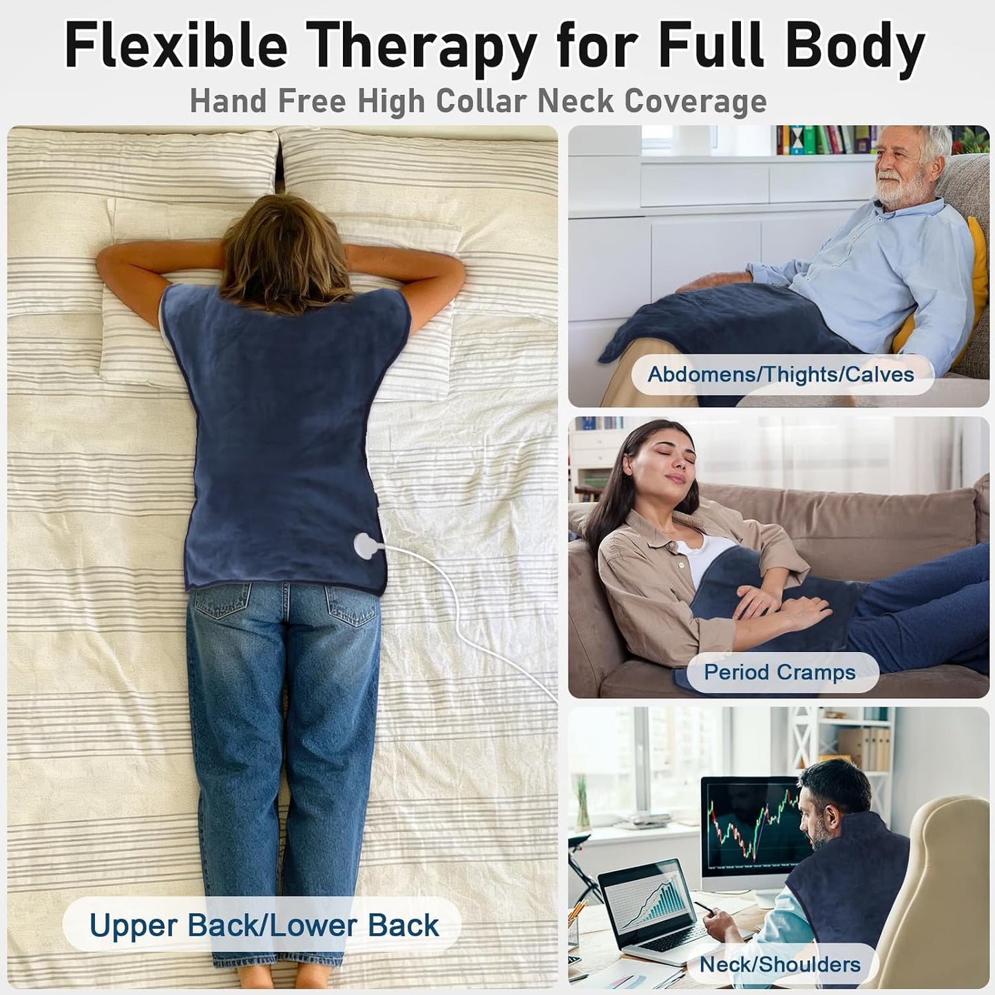 Heating Pad for Neck and Shoulders and Back Pain Relief, Large Size 24”X34” Electric Heating Pad with 9 Heat Setting & 4 Auto-Off Timers - Gifts for Women Men