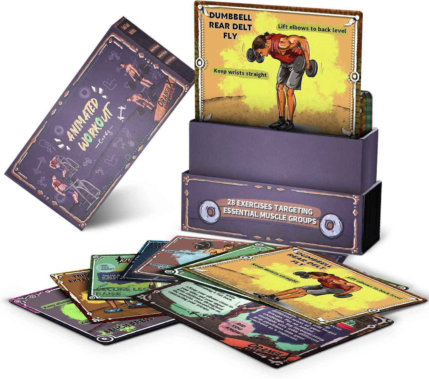 OrangeX Lenticular Workout Cards – Holographic Animated Exercise Guide for 6 Major Muscle Groups, with Tips, Challenges & Beginner-Friendly Weight Training Breakdown