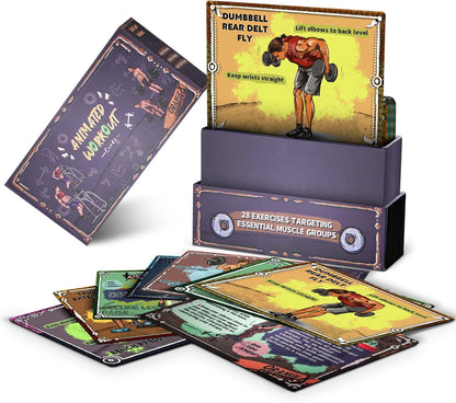 OrangeX Lenticular Workout Cards – Holographic Animated Exercise Guide for 6 Major Muscle Groups, with Tips, Challenges & Beginner-Friendly Weight Training Breakdown