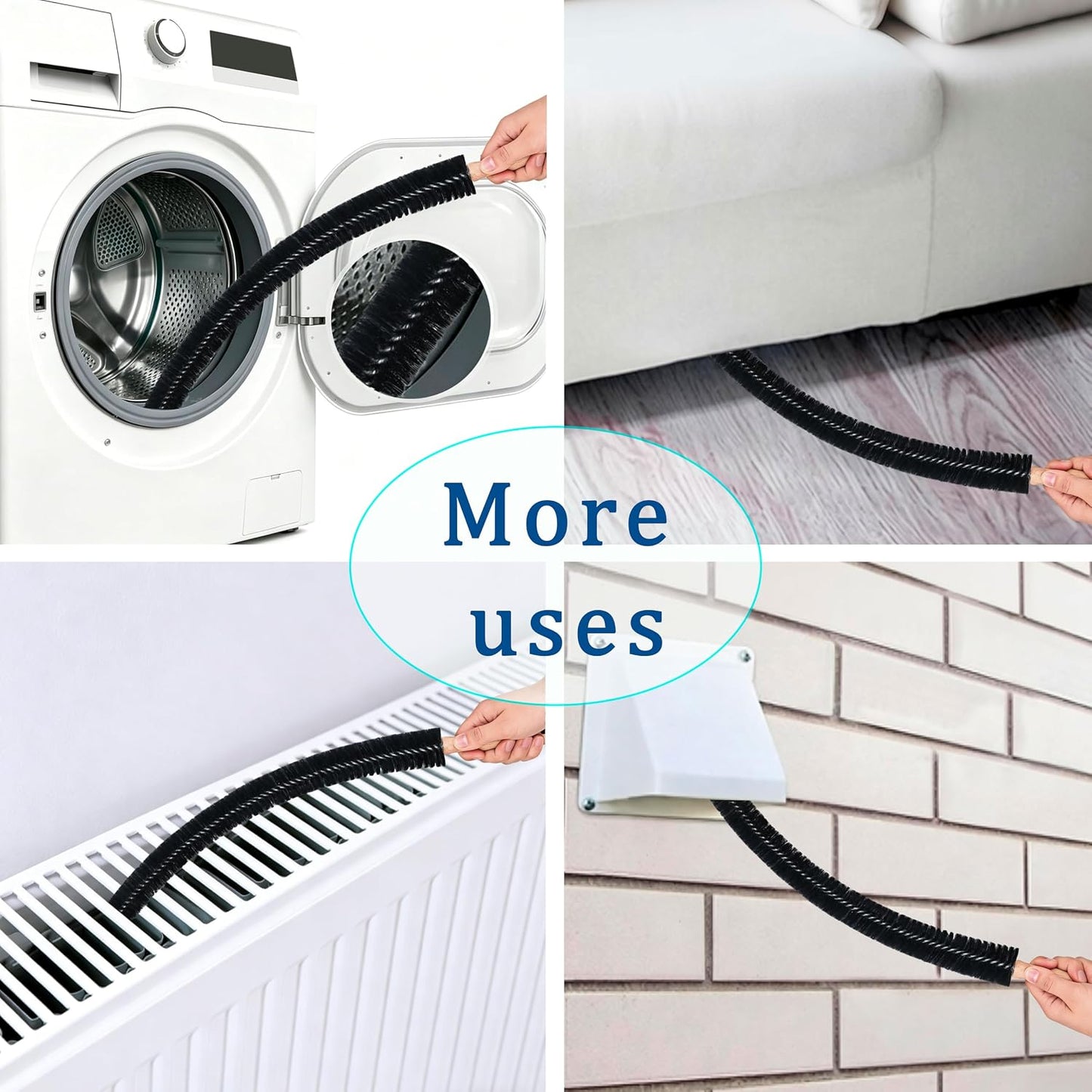 Dryer Vent Cleaner Kit Dryer Lint Cleaner Kit - Household Universal Vacuum Hose Attachment + Lint Brush for Easy Vent Cleaning, Hose Fit Most Vauum Cleaners to Improve Dryer Efficiency