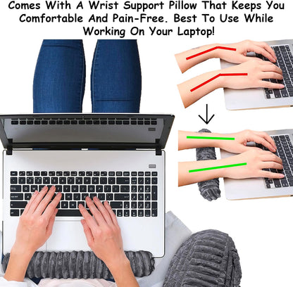 Homie Reading Pillow with Reading Light and Wrist Support, Has Arm Rests, and Back Support for Bed Rest, Lounging, Reading, Working on Laptop, Watching TV (Gray)