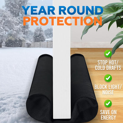 Comfyanno Under Door Draft Stopper - Bottom Door Gap Filler & Seal - Fits 30” to 36” Door, Double Side Block Noise, Sound, Air, Bugs, Dust, Easy to Install, No Adhesive, Black