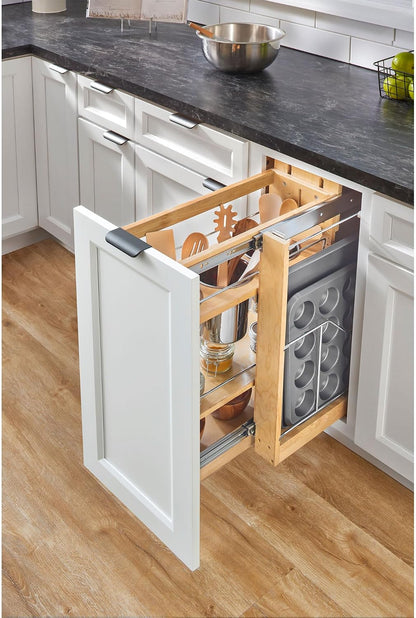 Rev-A-Shelf Pullout Organizer w/Soft-Close, Min Cabinet Opening 5.5" W | 5" W Slide Out Pantry Spice or Utensil Storage Rack w/BLUM Soft-Close & Adjustable Shelves for Base Cabinet, 448UT-BCSC-5C