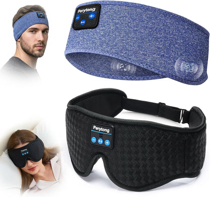 2-Pack Sleep Headphones & 3D Sleep Mask Set, Sleep Headband Headphone & Wireless Eye Mask with Ultra-Thin Speakers for Side Sleepers, Idea for Running, Workout, Insomniac, Travel, Meditation