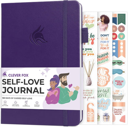 Clever Fox Self-Love Journal for Women, Gratitude, Positivity, Aquamarine | 6-month daily mental health journal with stickers, self-care, anxiety therapy, life & wellness planner for teens & adults