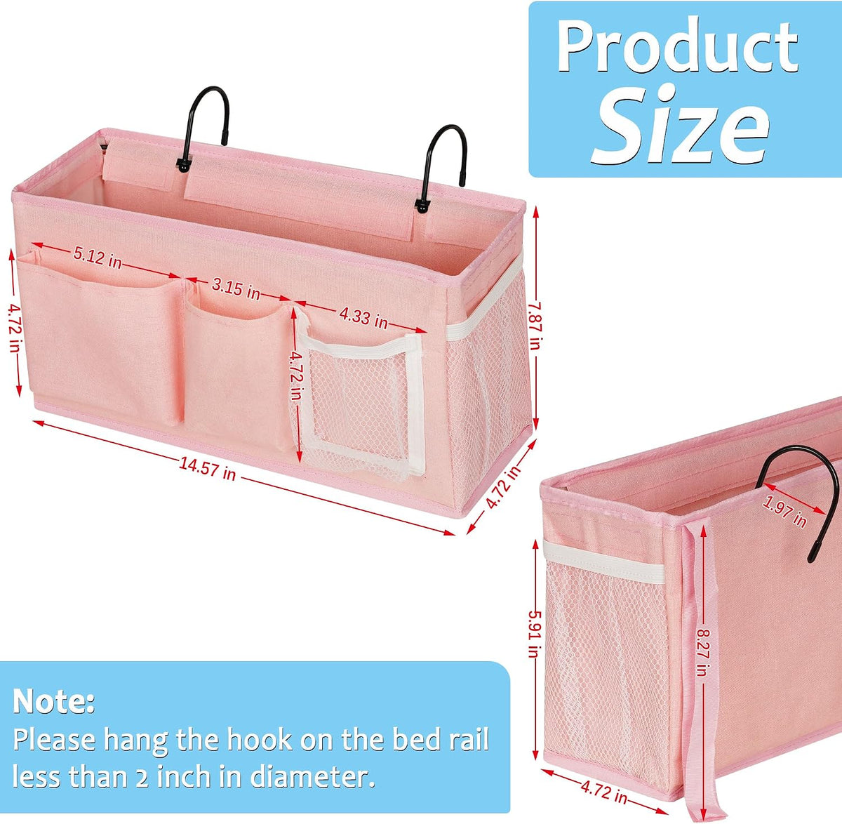 Lilithye Bedside Caddy, Bedside Storage Bag Hanging Organizer for Bunk Bed