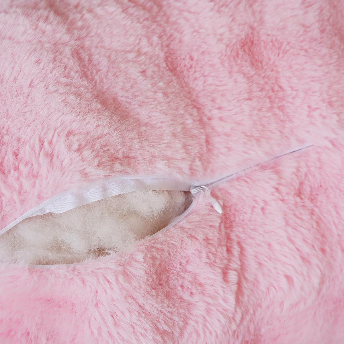 Faux Fur Reading Pillow for Sitting in Bed, Large Backrest Bed Pillow with Arms, Back Support Pillow for Lounging Bedrest, Beige