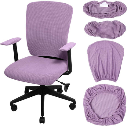 Tallew 4 Pcs Office Chair Covers Set Computer Universal Protective Stretchable Chair Seat Covers Desk Armrest Slipcovers Pads Office Cushion Backrest for Rotating (XL,Silver Gray)