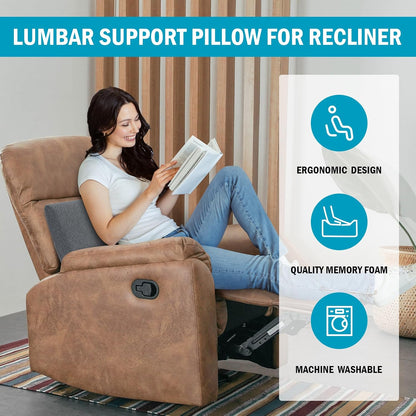 HOMBYS Lumbar Support Pillow for Recliner Chair, Memory Foam Back Support Cushion for Elderly,Extra Large Lumbar Support Pillow,Thick Backrest for Home Reading (Grey, 20“x13.5"x5")