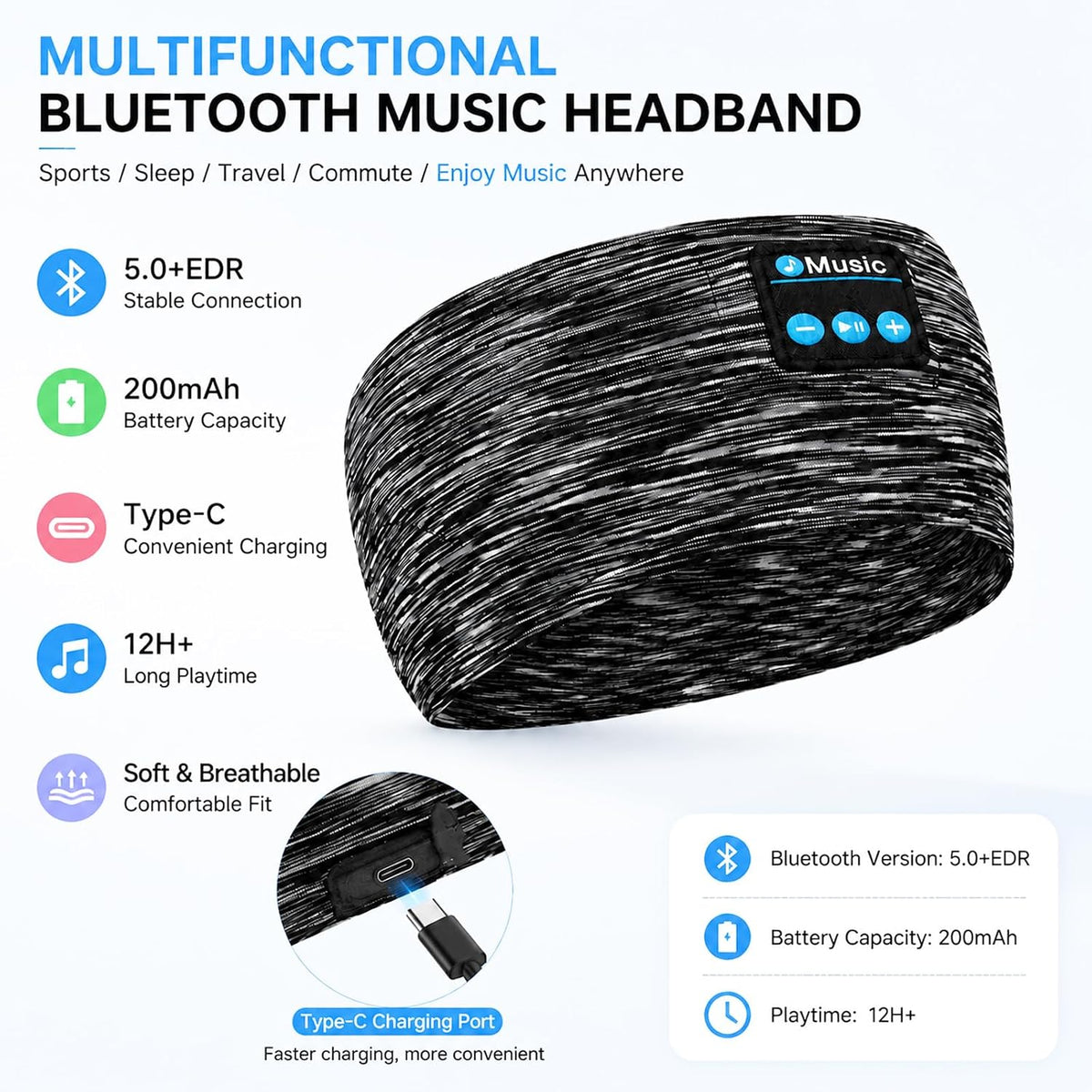 Sleep Bluetooth Headphones, Sleep Headphones Headband Wireless for Sleeping Side Sleeper, Wireless Sleep Earphones for Workout Sports Yoga Running Travel(Pinkish Yellow)