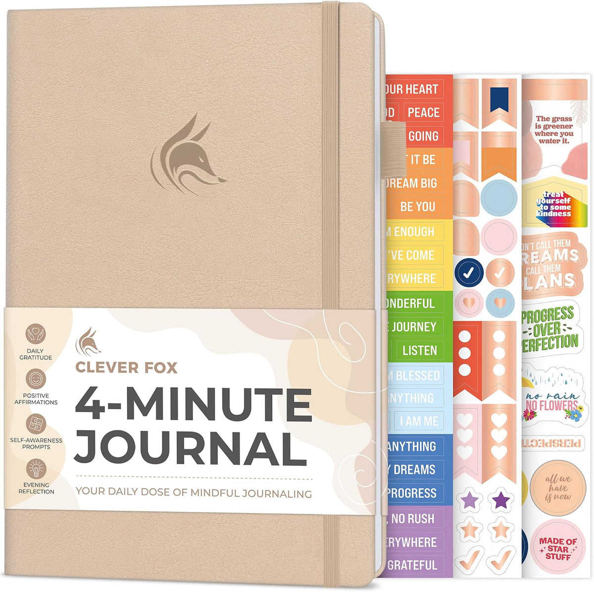 Clever Fox 4 Minute Journal, Guided Daily Habit Tracker Aquamarine