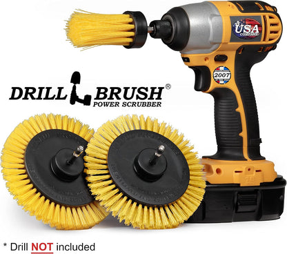 Tile and Grout Cleaning Drill Brush Set - Bathroom Scrub Brush for Drill | 3 pack Drill Brush Power Scrubber Cleaning Brush Yellow Medium Stiffness - Shower Floor Scrub Brush for Drill - Crevice Brush