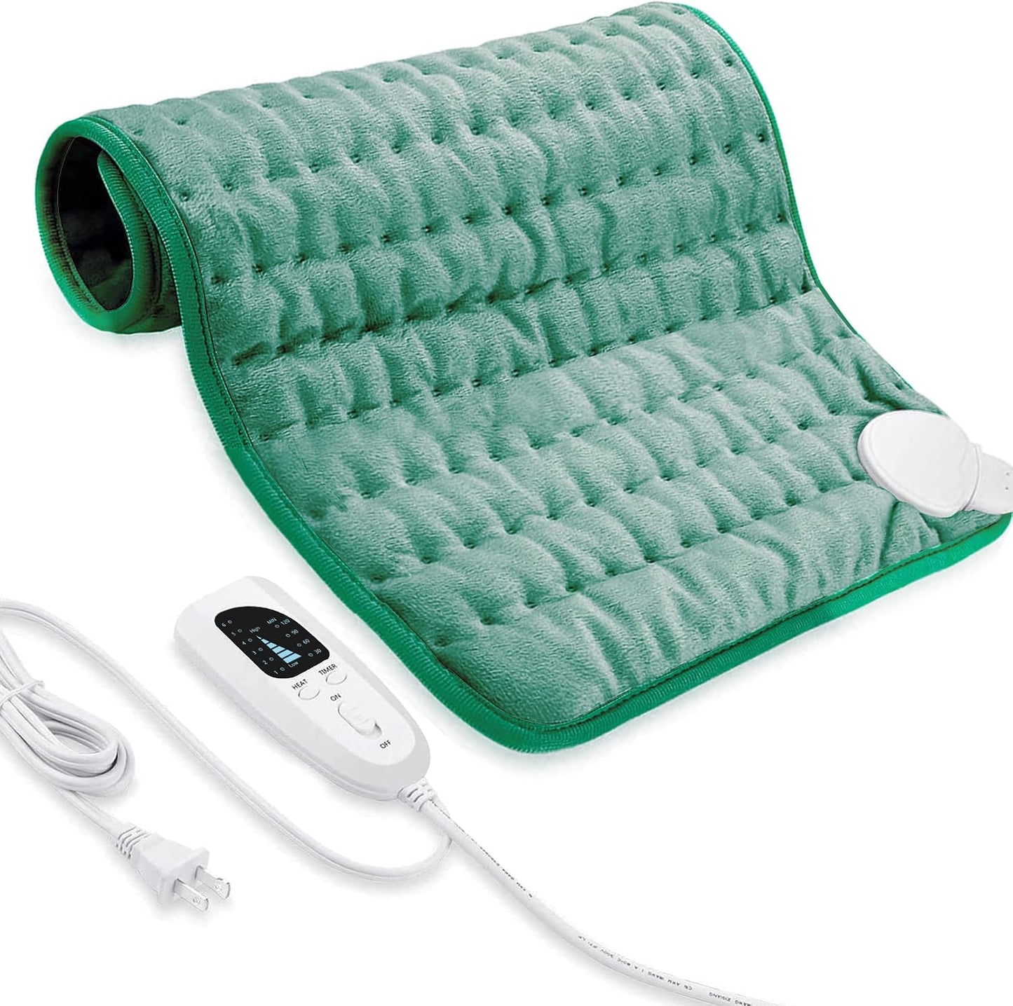 Electric Heating pad with 6 Heat Settings, Auto Shut Off, Dry Electric Heating for Back Neck Knee Arms Legs Shoulder Heat Pads for Christmas Birthday Father Mother's Day (24"X12", Gray Green)